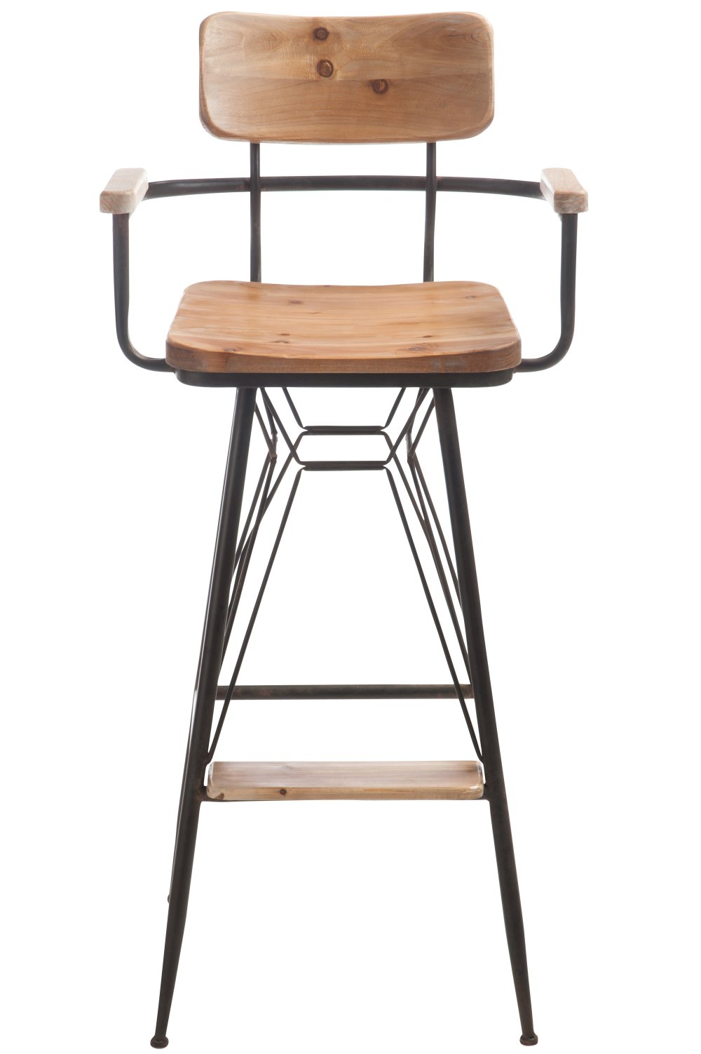 Tabouret de bar bistro TROB en métal noir et bois naturel.